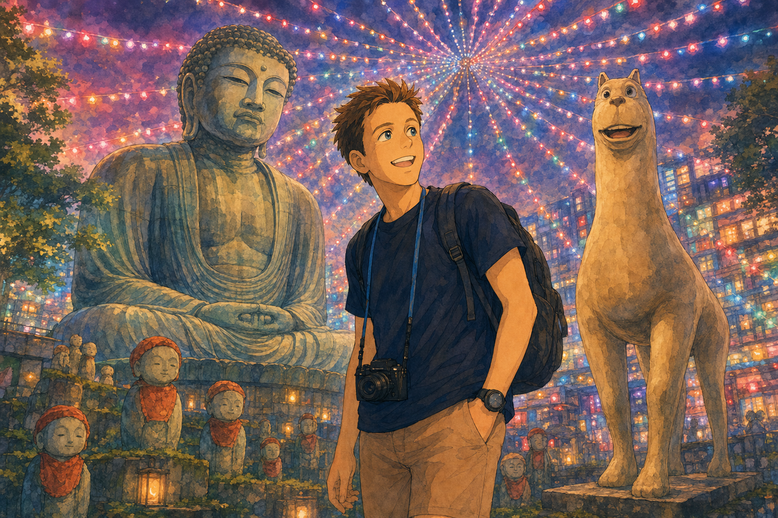boy with camera—
the llama and buddha both
wait for the same shot