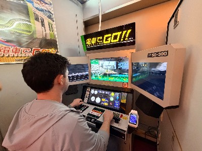 Train simulator at an Akihabara arcade